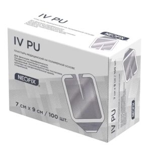 Пластырь медицинский на полимерной основе для фиксации катетеров IV PU, 7*9 см