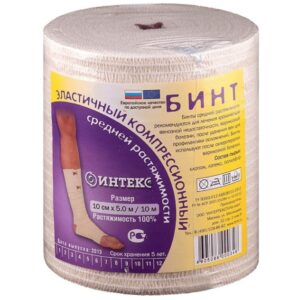Бинт эластичный средней растяжимости с застежкой ИНТЕКС ИСР-5,0м*10см