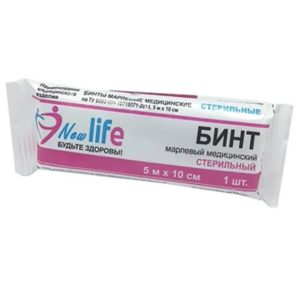 Бинт марлевый медицинский стерильный 5 м*10 см New Life Навтекс
