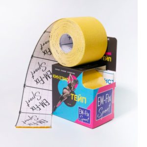 Бинт Кинезио-тейп усиленная фиксация EM-Fix Sport, 5 см*5м