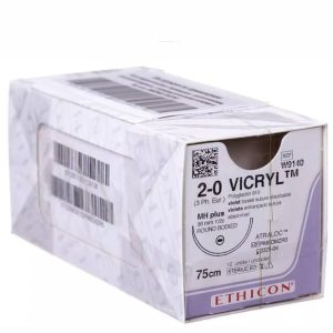 Викрил фиолетовый М1.5 (4/0) 75 см, игла колющая RB-1 Plus 17 мм