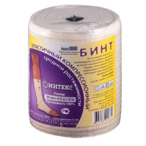 Бинт эластичный средней растяжимости с застежкой ИНТЕКС ИСР-4,5м*10см