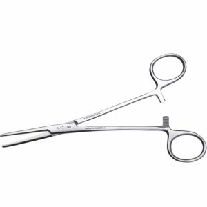 Зажим кровоостанавливающий изогнутый 160 мм (К-17-192)