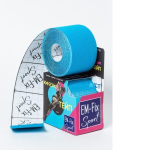 Бинт Кинезио-тейп усиленная фиксация EM-Fix Sport, 5см*1м