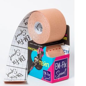 Бинт Кинезио-тейп усиленная фиксация EM-Fix Sport, 5 см*5м