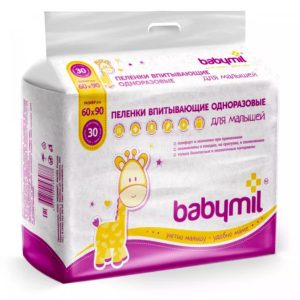 Пеленки одноразовые детские Babymil, 60*90