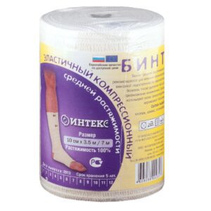 Бинт эластичный средней растяжимости с застежкой ИНТЕКС ИСР-3,5м*10см