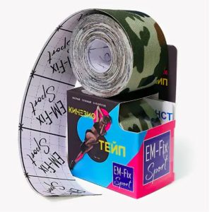Бинт Кинезио-тейп усиленная фиксация EM-Fix Sport, 5 см*5м