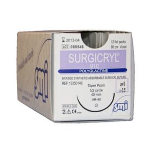 Рассасывающийся шовный материал "Сургикрил 910" USP 3-0, 75 cм, игла HR-26