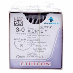 Викрил фиолетовый М2 (3/0) 75 см, игла колющая W9130