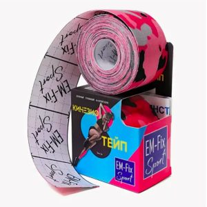 Бинт Кинезио-тейп усиленная фиксация EM-Fix Sport, 5 см*5м