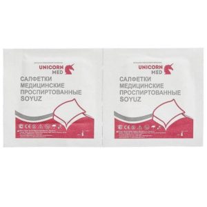 Салфетка спиртовая для инъекций 65*30 мм SOYUZ